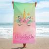 Personalisierbares Einhorn-Strandtuch mit Namen für Mädchen Jungen Schwimmen Sport Reisen Personalisierte Strandtücher Schnelltrocknend Personalisierbares Badetuch