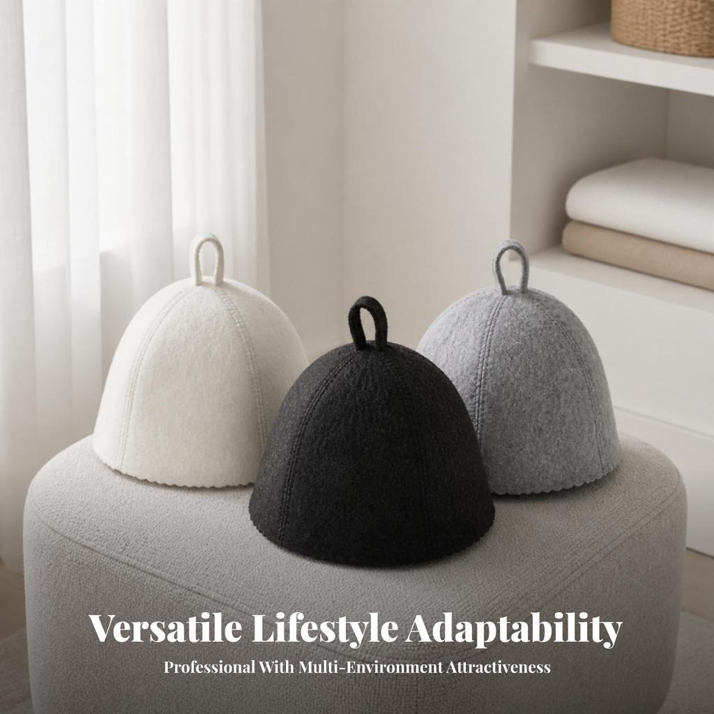 3 Pieces Felt Sauna Hat Reusable Cap with Hanging Loop Lightweight