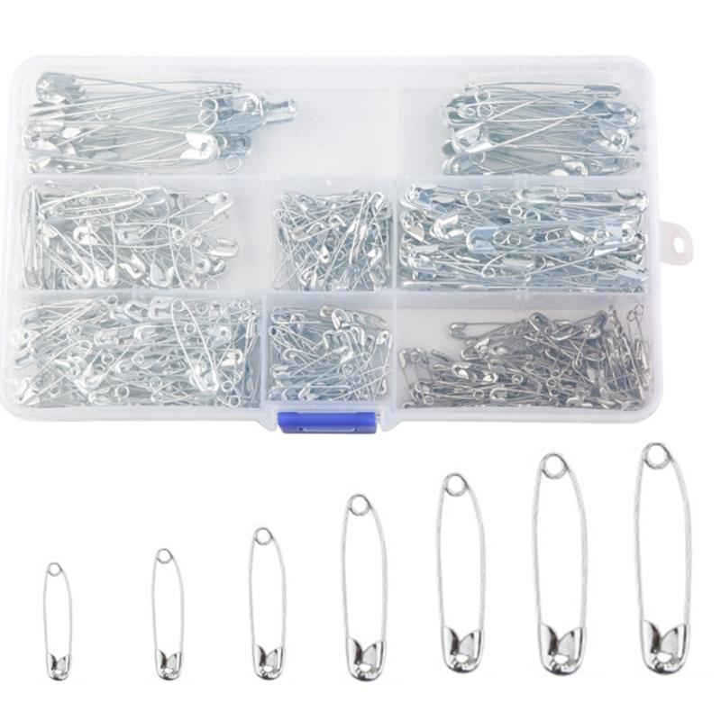 300/460Pcs Heavy Duty Alloy Safety Pins With Storage Box For Sewing Craft Hemming Dressmaking Clothing Accessories