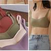 French Square Neck Jelly Strips Bra Soft Support No Steel Ring No Trace Thin Gather Underwear Women'S Comfortable Bra