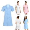 Uniformă Robă de Laborator Culoare Solidă pentru Femei Adulți S-XXL - Mânecă Scurtă cu Guler Rever și Nasturi în Față Halat Spital