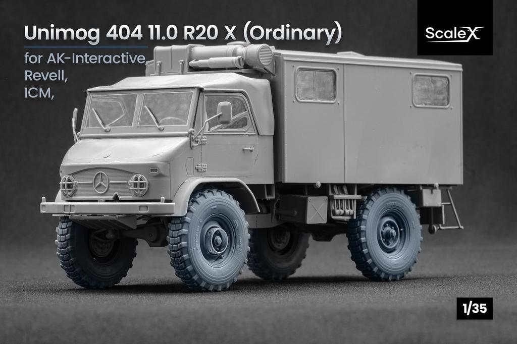 Unimog 404 R20 X v2 Wheel Set with AK and Plastic Model Kit Parts SCXWM35023 Scale-X 1/35 11.0 (5 Wheels) (Compatible ICM, Interactive, Revell)