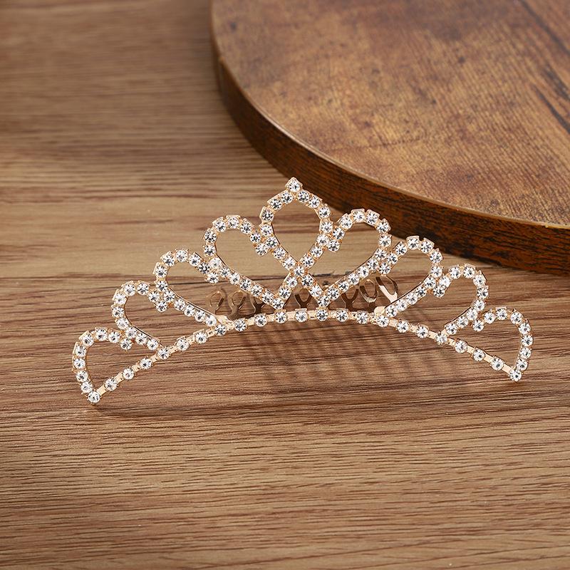 Gold Crown Rhinestone & Pearl Hair Comb for Children - Princess Bridal Accessory