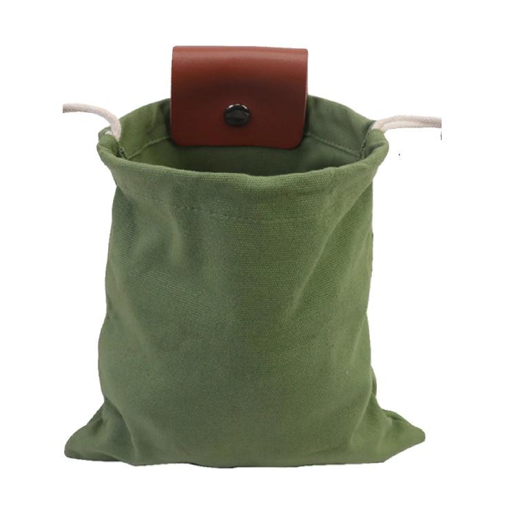 Foldable Canvas Foraging Waist Bag Drawstring Fruit Berry Harvest Pouch