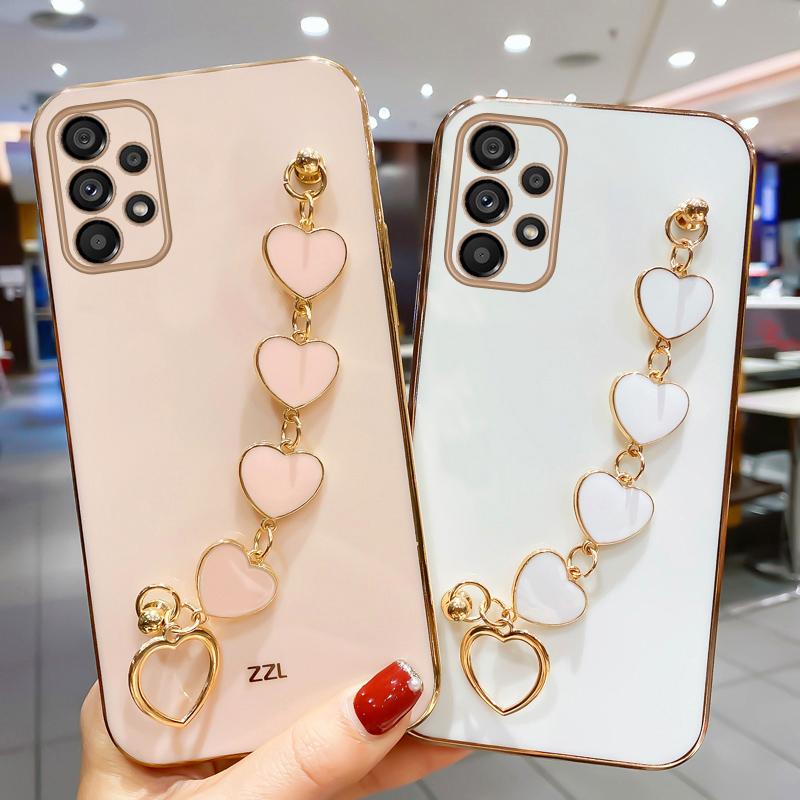 

A15 A24 A52 A31 модный чехол с браслетом-цепочкой в ​​форме сердца для Samsung Galaxy A14 A33 A53 A12 A22 A51 A20, чехол на запястье