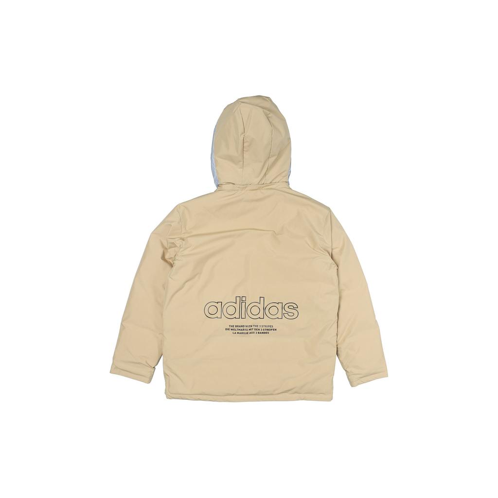 Adidas Originals Logo Patchwork Hooded Down Jacket Men Outerwear Khaki H66018