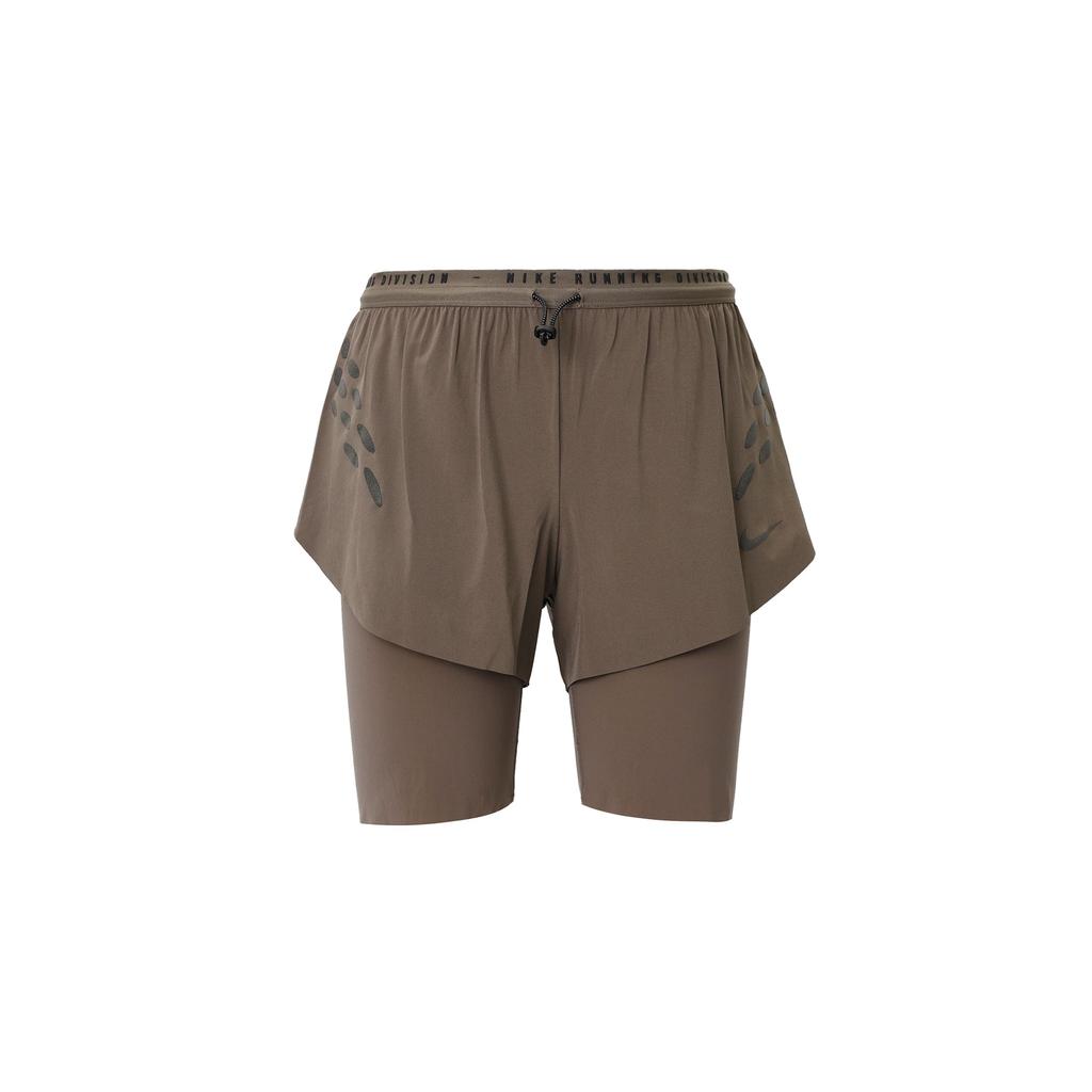 Nike Pantaloncini da Corsa Fitness Due-in-Uno Riflettenti Asciugatura Rapida Dri-Fit Tinta Unita Pantaloncini Donna Cave-Stone DM7746-289