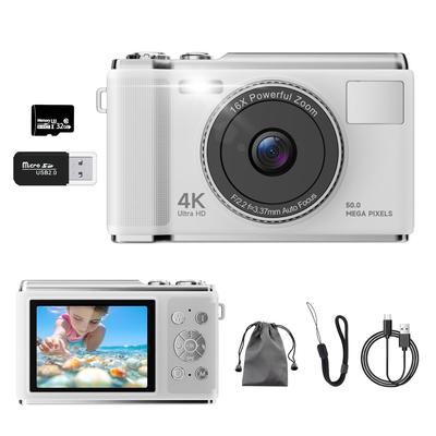 Digital Camera Video 50 with 32GB Micro SD AF Compact Large 16x Image Large Japanese Instruction Ideal for Students and School Trip [4K Recording,