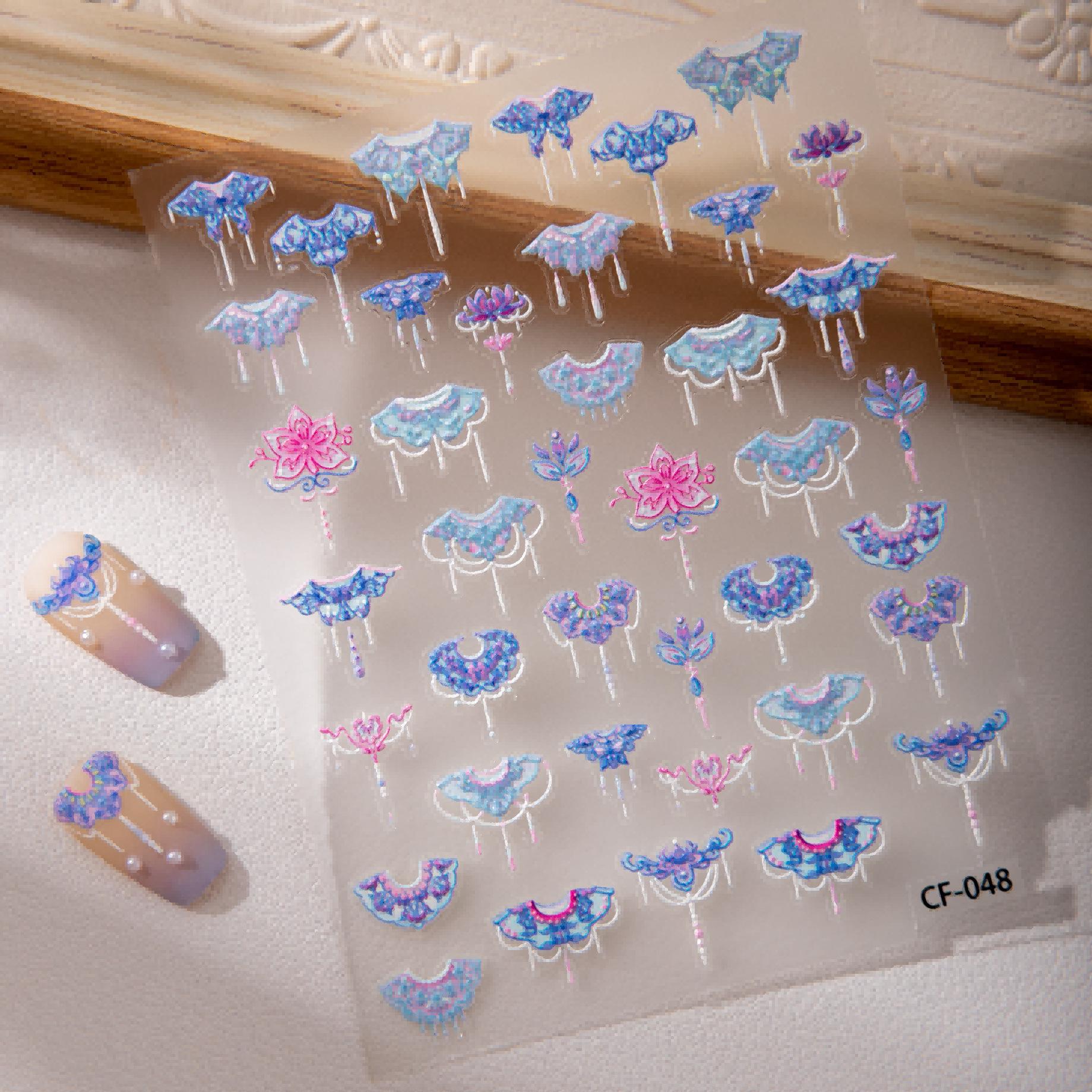 Cyansea Chinese Ethnic Butterfly Nail Art Stickers with Lotus Design CF-048