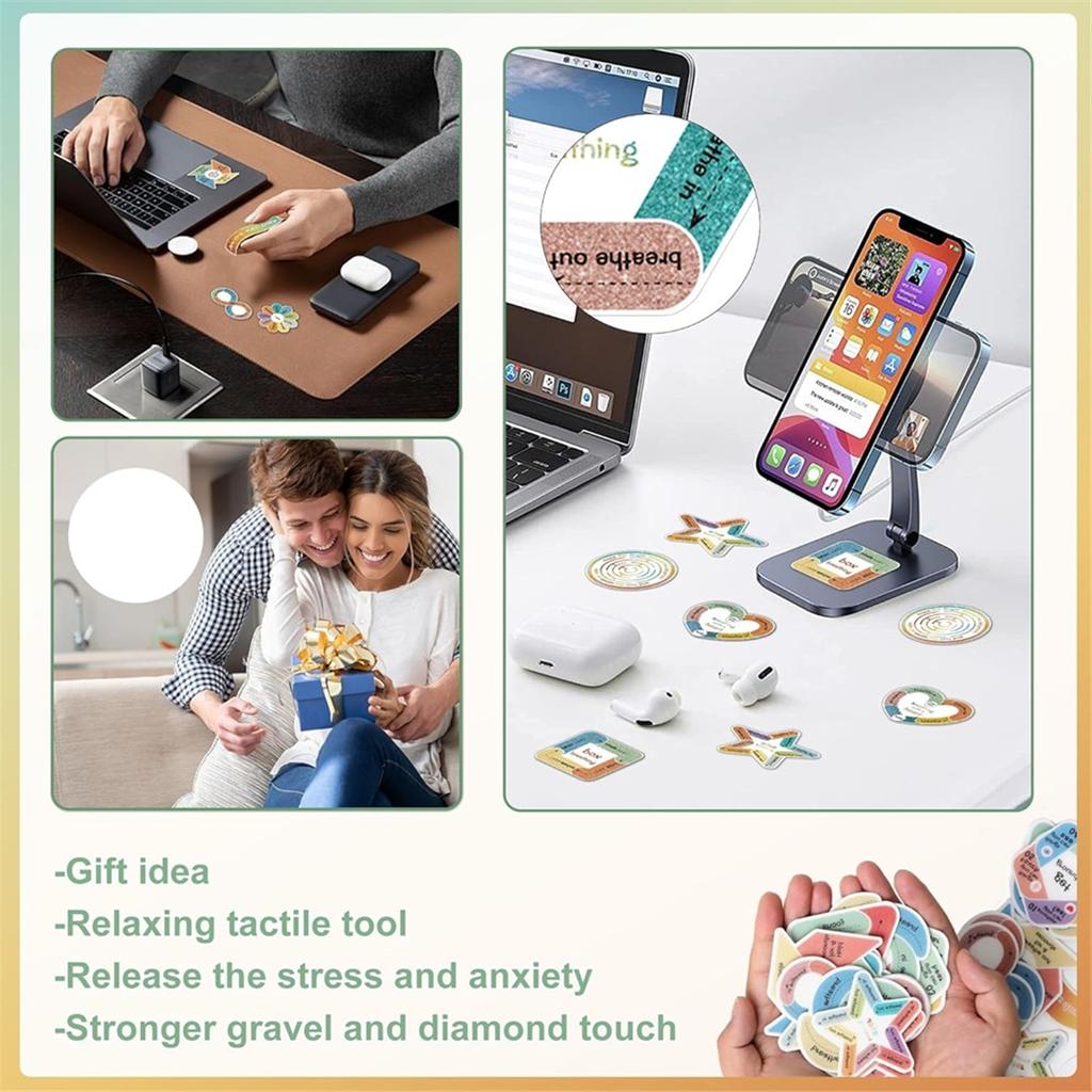 2025+ 75Pc Calm Stickers for Anxiety Sensory Textured Sensory Stickers Anti Stress Anxiety Relief Items Boho Calm Sticker Bulk