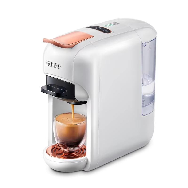 New Cafelffe 5 in 1 Multiple Capsule Coffee Machine Hot/Cold DG Cappuccino Nespresso Capsule ESE Pod Ground Coffee Cafeteria 19Bar,MK-606