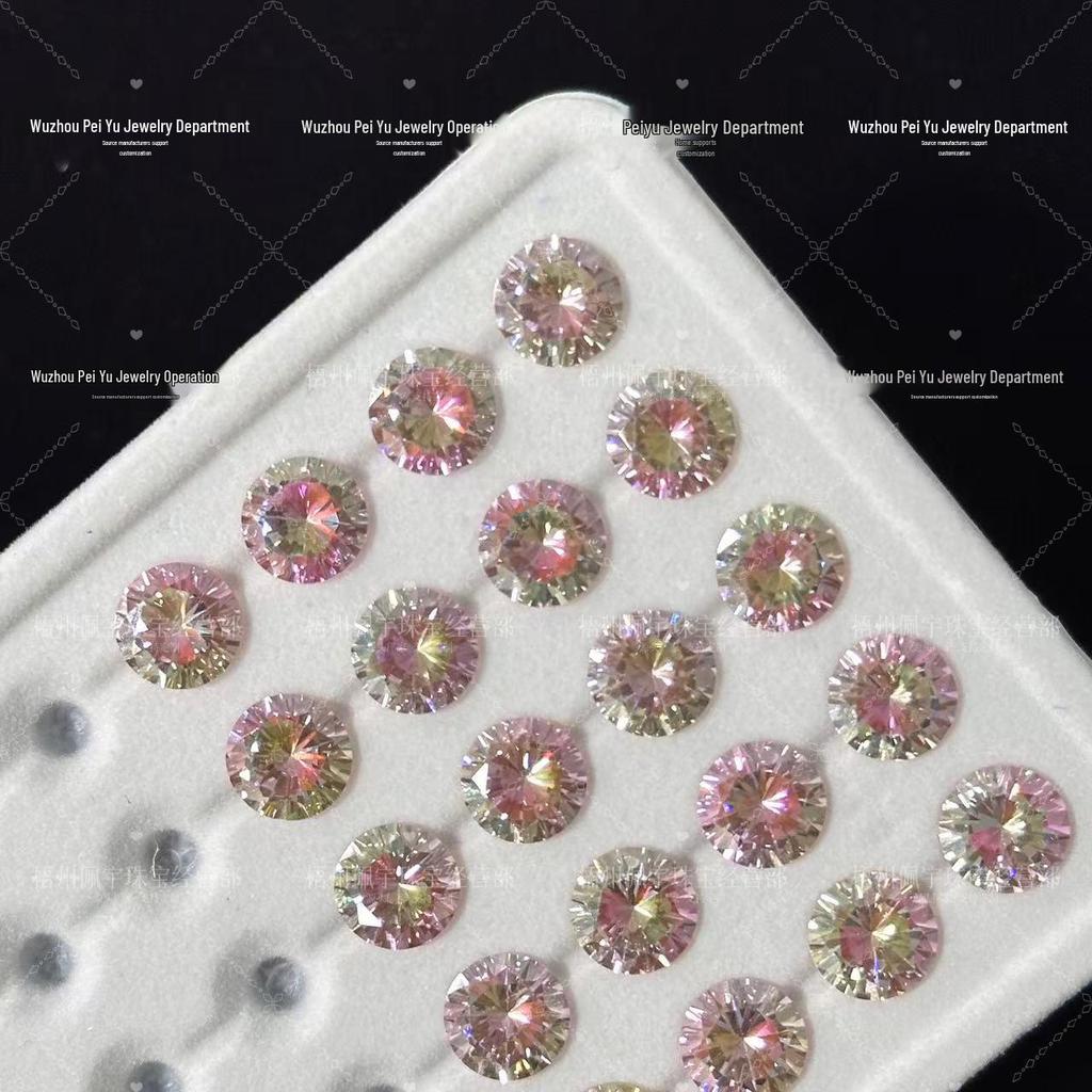 Pendientes Redondos de Zirconia con Degradado de 6/8mm: Joyería Brillante para Uñas DIY con Diseño de Ocho Corazones y Flechas