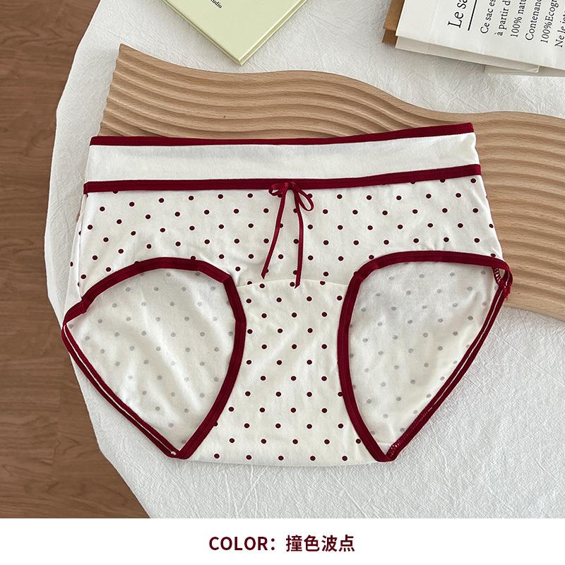 Female Spring and Autumn Cotton Extended Antibacterial Comfort Breathable Year Red Waist Underwear