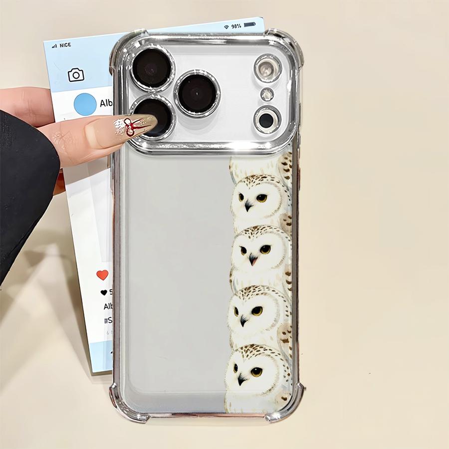 Phone Case for iPhone 13 12 11 Pro Max 17 Air 16e 16 15 14 Plus Clear Cover Panda Owl