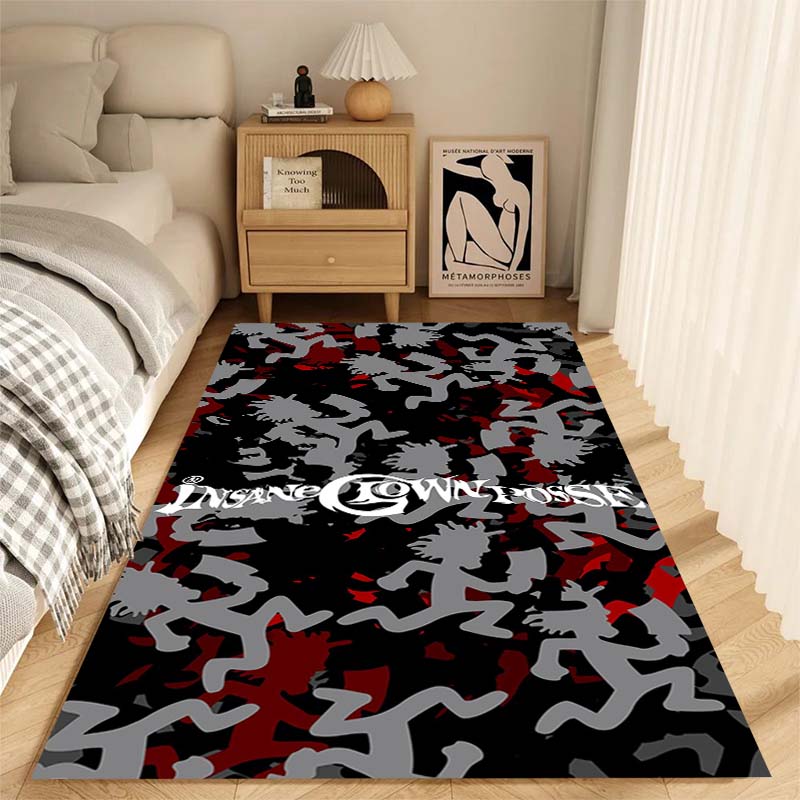 High-definition printed Insane Clown Posse rap band-themed rug suitable for living rooms, bedrooms, sofa décor, and children's non-slip floor mats.