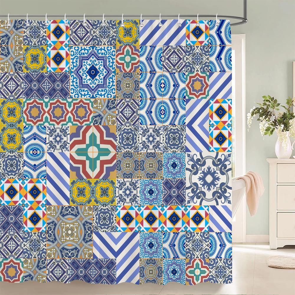 3D Printing Indian Boho Shower Curtain Bathroom Curtains With Hooks Bohemian Mandala Waterproof Fabric Bathtub Decor Screen