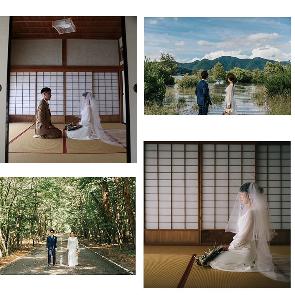 Fiveen White Wedding Long Photoshoot Winter Dress, Simple, Sleeve, V-Neck, Formal, Beach, Pre-wedding Dress, Spring, Summer, Autumn, (L)