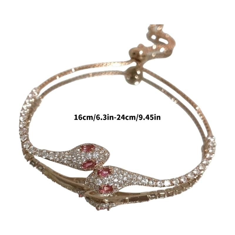 Elegant Crystals Snake Bracelet With Zircon Detailing for Women’s Fashionable Daily And Party Jewelry Accessory