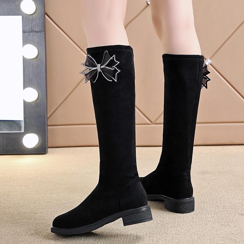 High boots knee small medium boots elastic new velvet autumn and winter boots women but look thin and fashionable