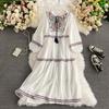 Women's V Neck Printed Mid Waist Pullover Casual Loose And Thin Temperament Dress