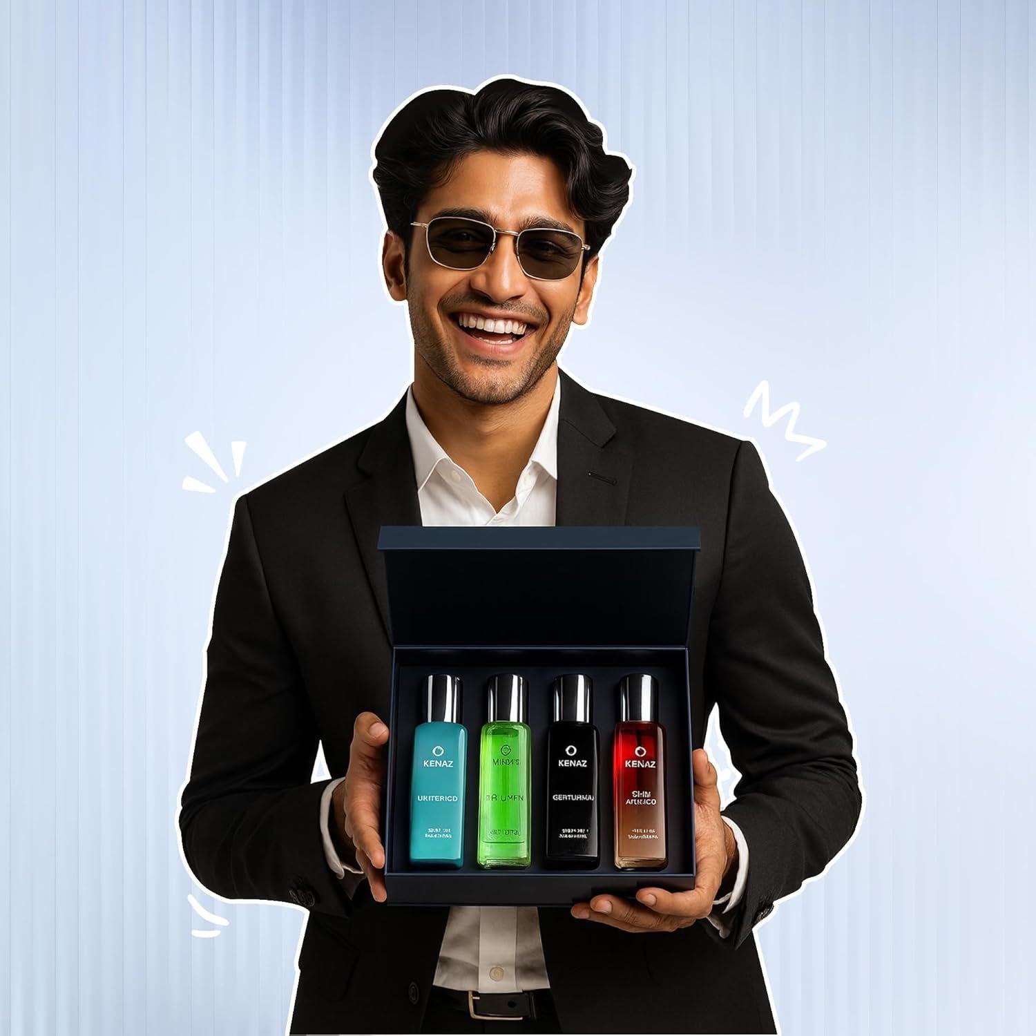 KENAZ Men Gift Set | Perfume for Man | 4 x 20ML Perfumes | Woody & Fresh Aromatic Notes | Long Lasting Luxury Fragrance for Men |