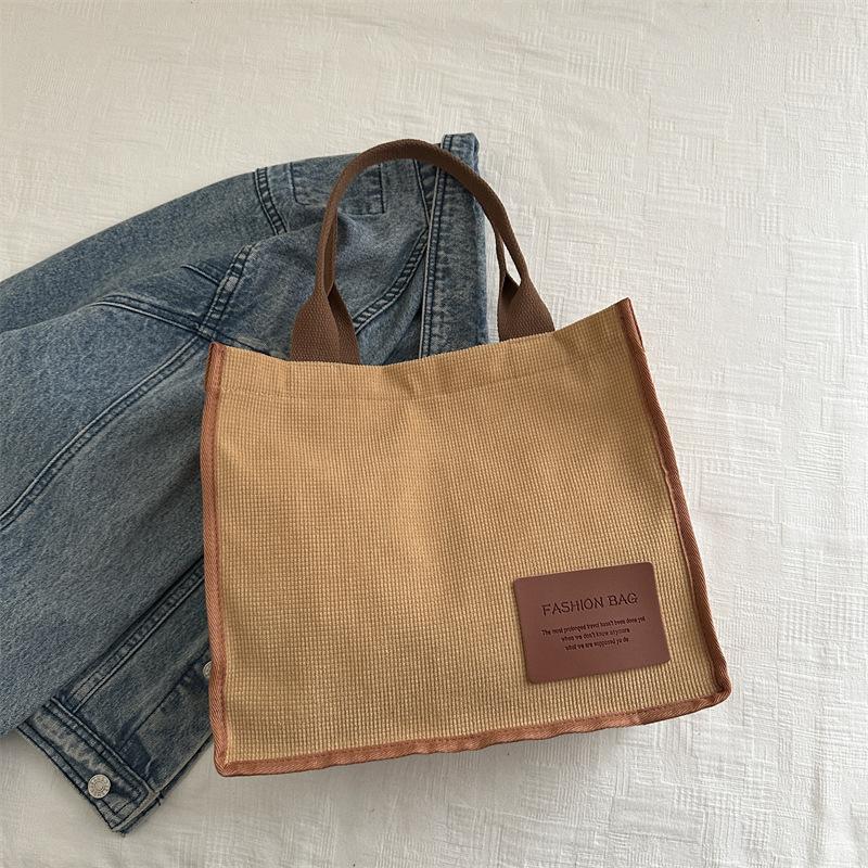 2025 summer new literary and artistic large-capacity class shoulder portable messenger bag casual simple canvas women's bag