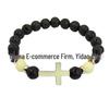 Luminous Volcanic Stone Beaded Cross Bracelet - Fashionable & Unique Jewelry Gift