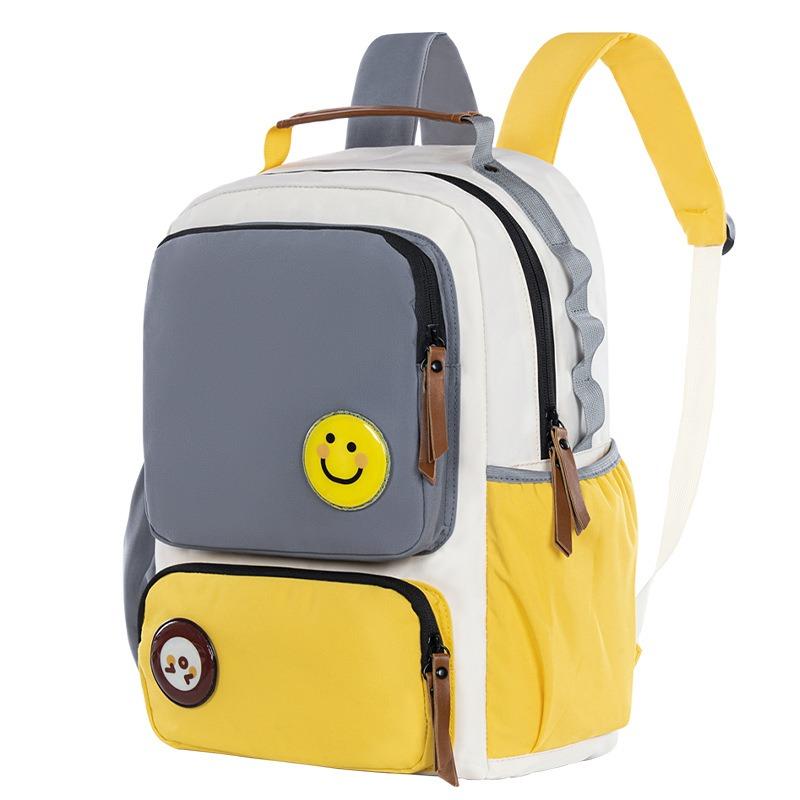 

Мужской и женский дорожный рюкзак, большая вместительная сумка для компьютера, школьный рюкзак, рюкзак с изображением улыбающегося лица для студентов колледжа жёлтый/серый