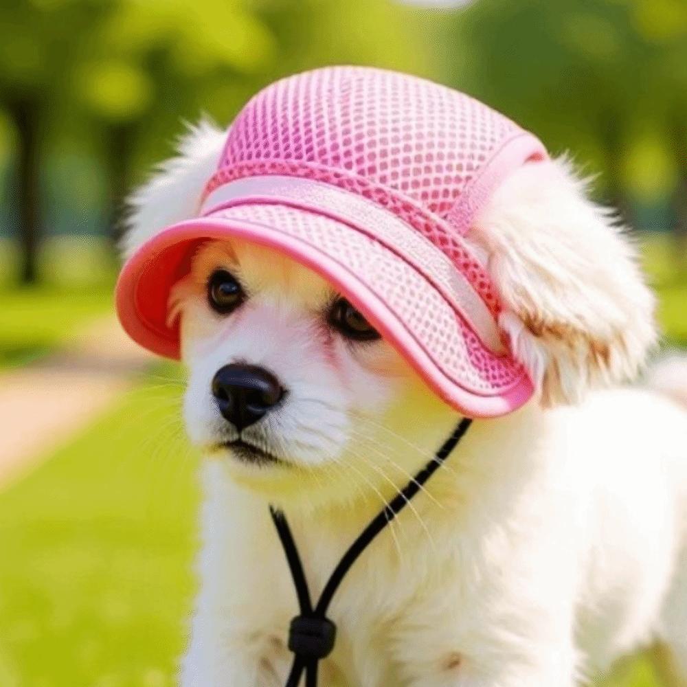 Adjustable Strap Puppy Sun Protection Cap with Ear Holes Cat Baseball Cap Daily Wear