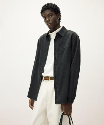 IL CORSO Washed Pocket Denim Shirt Black Iesh5F003Bk