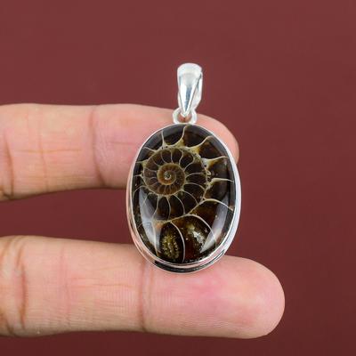 Ammonite Fossil Pendant Handmade Jewelry Gemstone Pendant 925 Sterling Silver Pendant Ammonite Fossil Jewelry Unique Pendant Gift For Mother