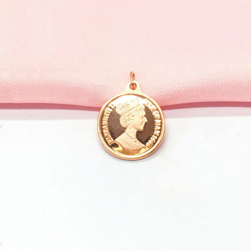 Purple Gold Queen Round Brand Pendant Necklace Classic Vintage Color Gold Plated Rose Gold Set Chain