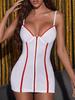 New Sexy Nurse Uniform Close-fitting Sling V-neck Package Hip Dresses Sweet Women's Zipper Slimming Dress Elegant Backless 1SH1