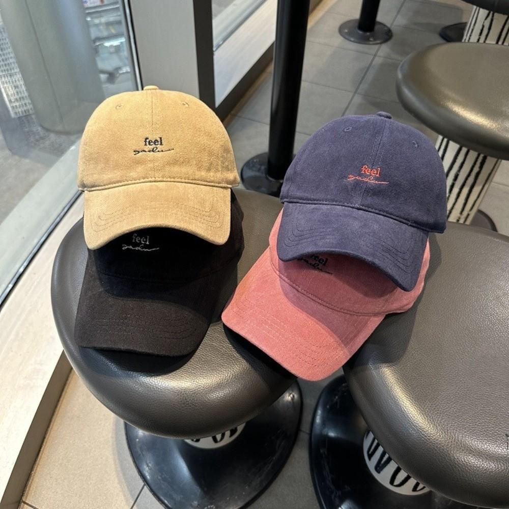 Fashion Adjustable Rugged Baseball Cap Solid Color Embroidery Letter Sun Hat Wide Brim Peaked Cap for Women