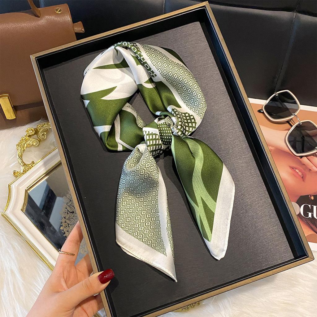 Spring Square Scarf 70Cm High-End Simulation Silk Scarf Women'S Fashion Headscarf Versatile Small Scarf
