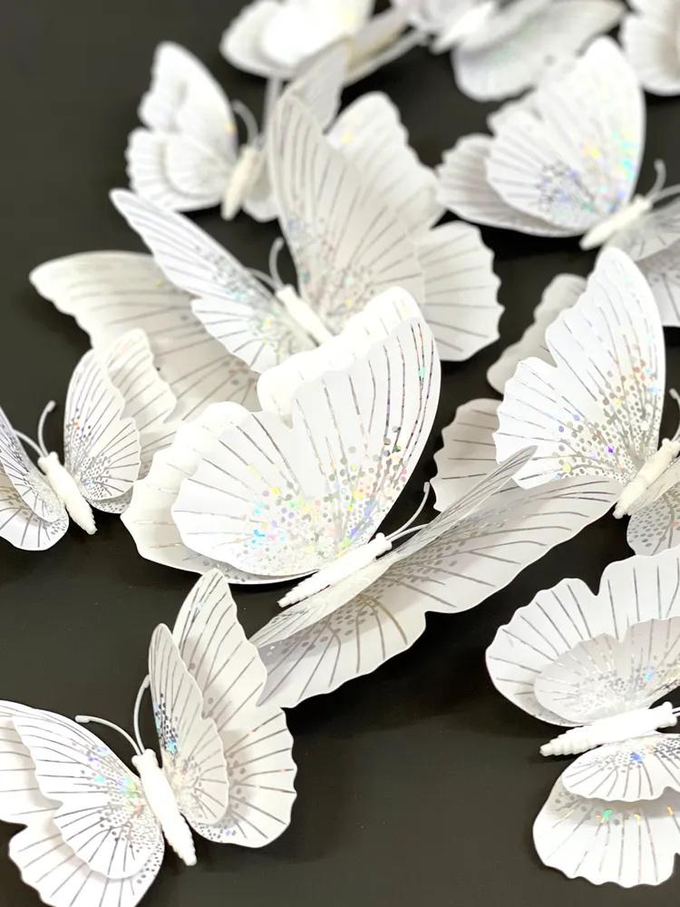 3D Flashing Butterfly Wall Decoration, Butterfly Crafts, 12 Butterflies,Double,Layer Butterfly Wall Stickers