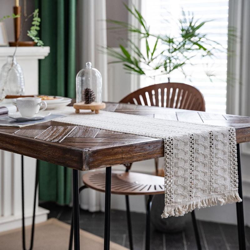 Table Flag Cotton Hemp Red Love Wedding Color Weaving Natural Material American Festival Party Dining Table Decoration