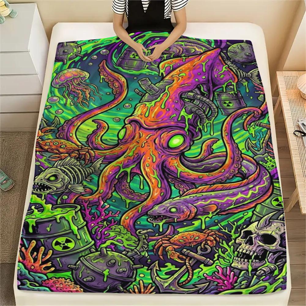 Corrosive marine organisms Print Flannel Blanket,High quality Comfortable for All Seasons,Home Decor,Warmth and Comfort,Perfect for Christmas Gifts