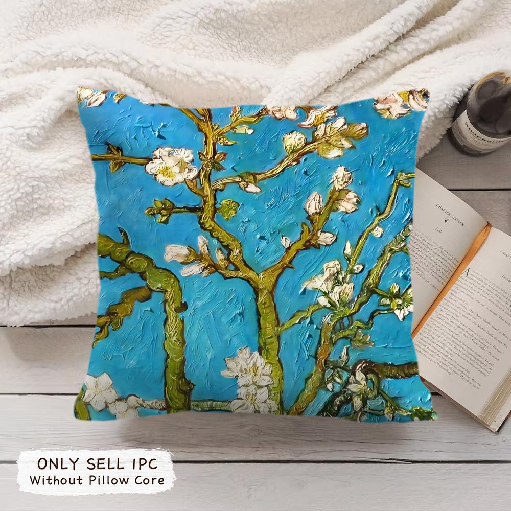 Van Gogh Oil Painting Cushion Cover Soft Short Plush Pillow Cover Smooth Cozy Texture Aesthetic Cushion Case Home Decor