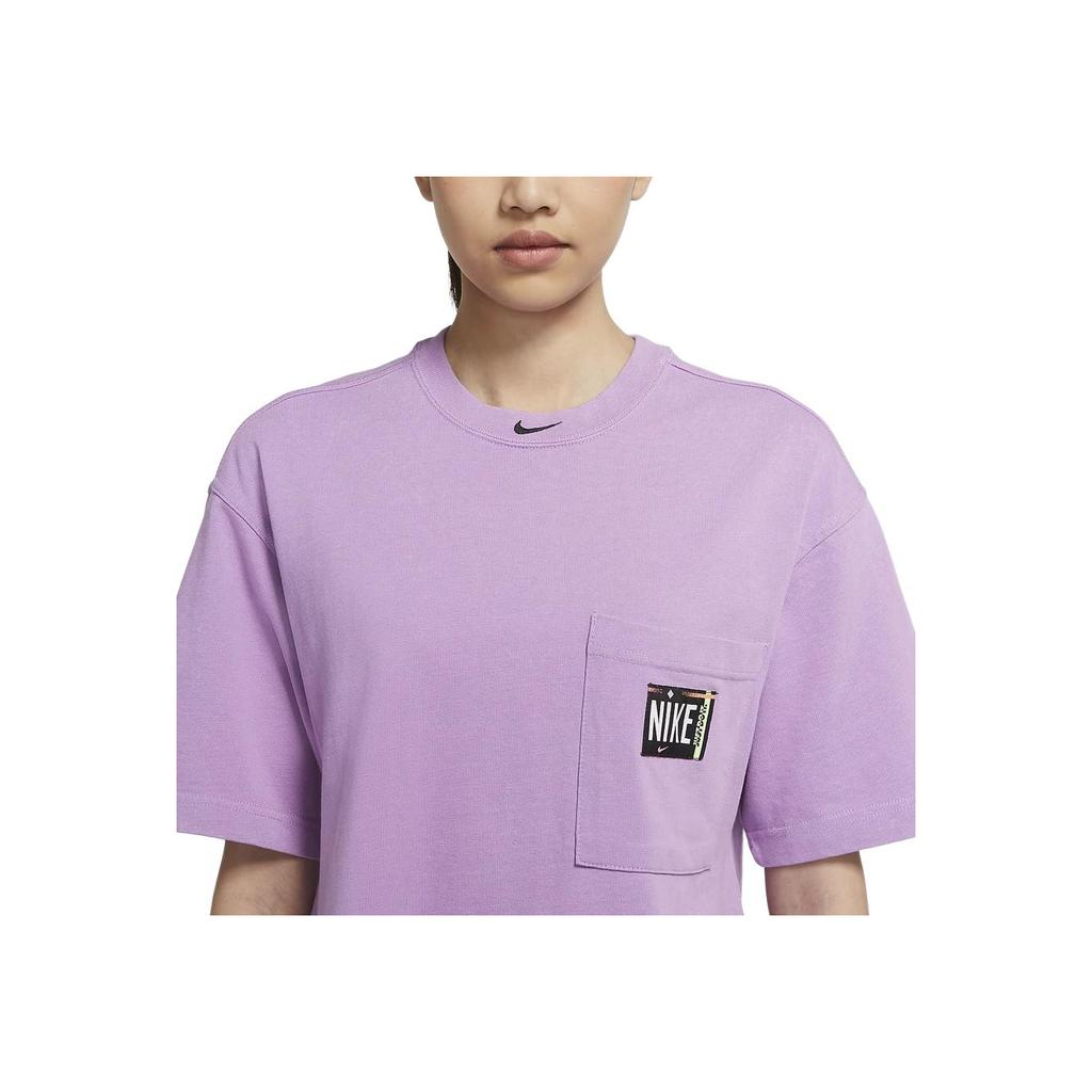 Nike Solid Color Letter Logo Short Sleeve Dress Women dresses Purple CZ9863-597
