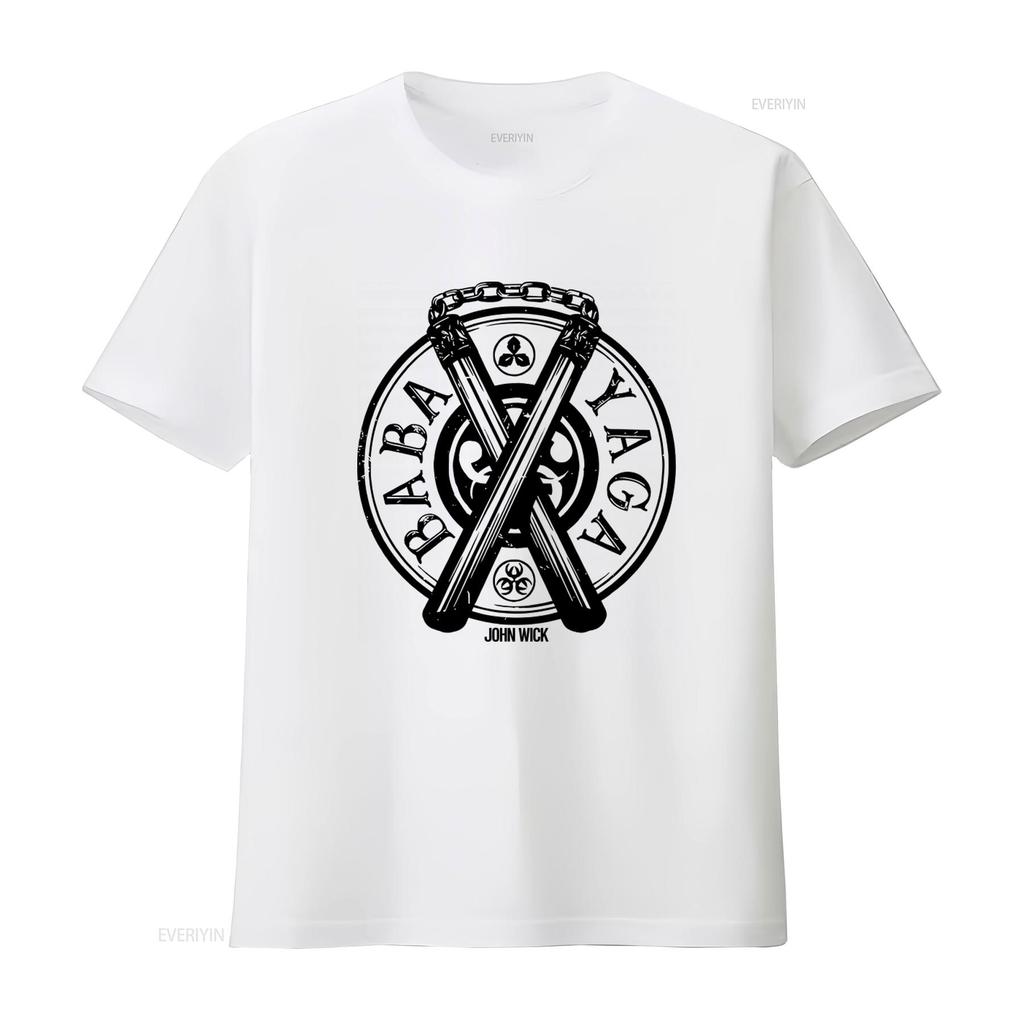 Baba Yaga Badge John Wick Print T Shirt for Men and Women High Quality Comfortable Cotton Fabric Vintage Washed Stretched