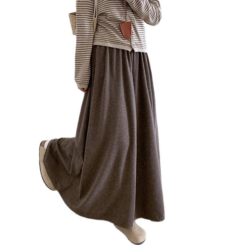 Coffee Lazy Slack Glutinous Rice Culottes Women's Spring and Autumn High Waist Skinny Dropping Casual Loose Wide Leg Pants