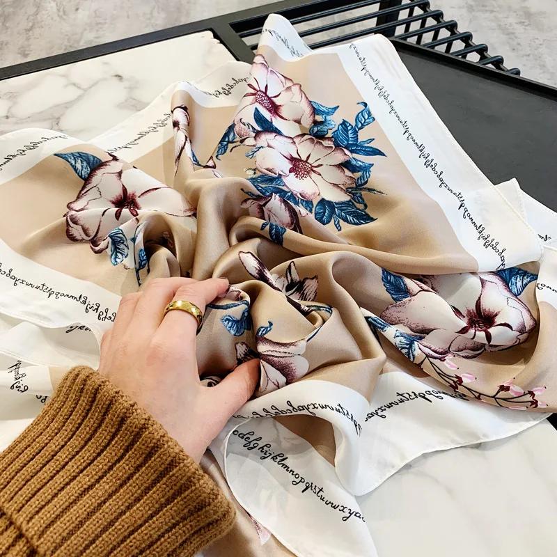 70*70cm Fashion Handkerchief Neck Scarf For Women Small Shawl Silk Satin Hair Scarfs Female Square Headband Bandana Head Scarves