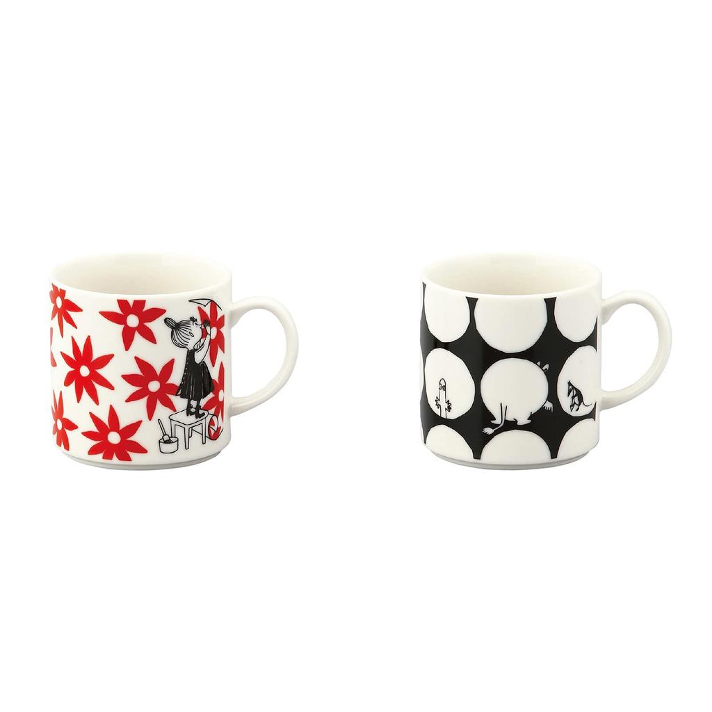 MOOMIN [kuvio] Pair of Mugs, Flower and Dot Design, Approx. 350ml, Microwaveable, Moomin Merchandise, Nordic Style, Mother's Day Gift, Tableware,