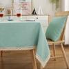 Solid Tablecloth With Lace Cotton Linen Waterproof Oilproof Rectangle Table Cloth Wedding Dining Tea Table Decoration Cover