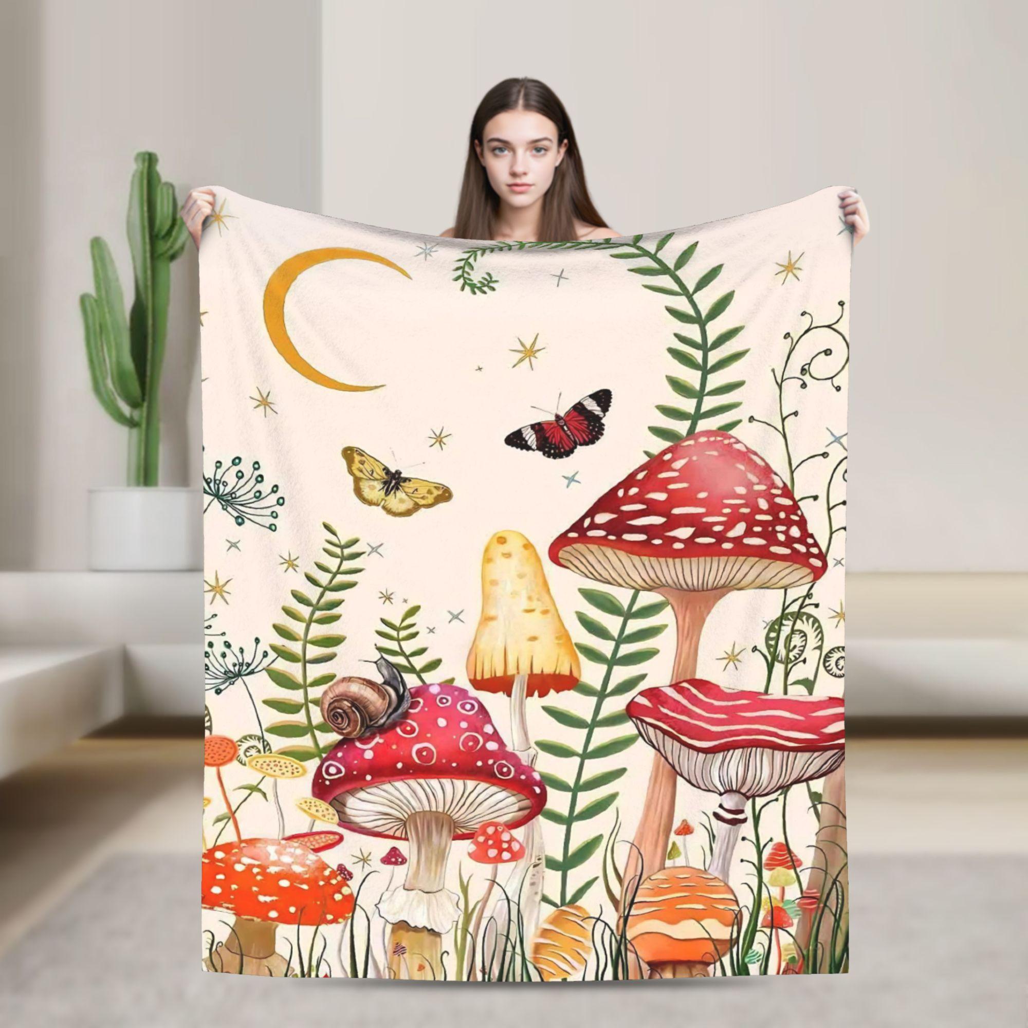 

Cartoon Mushroom Blankets Fleece Decoration Portable Super Warm Throw Blanket for Bedding Office Bedspreads 150x180cm