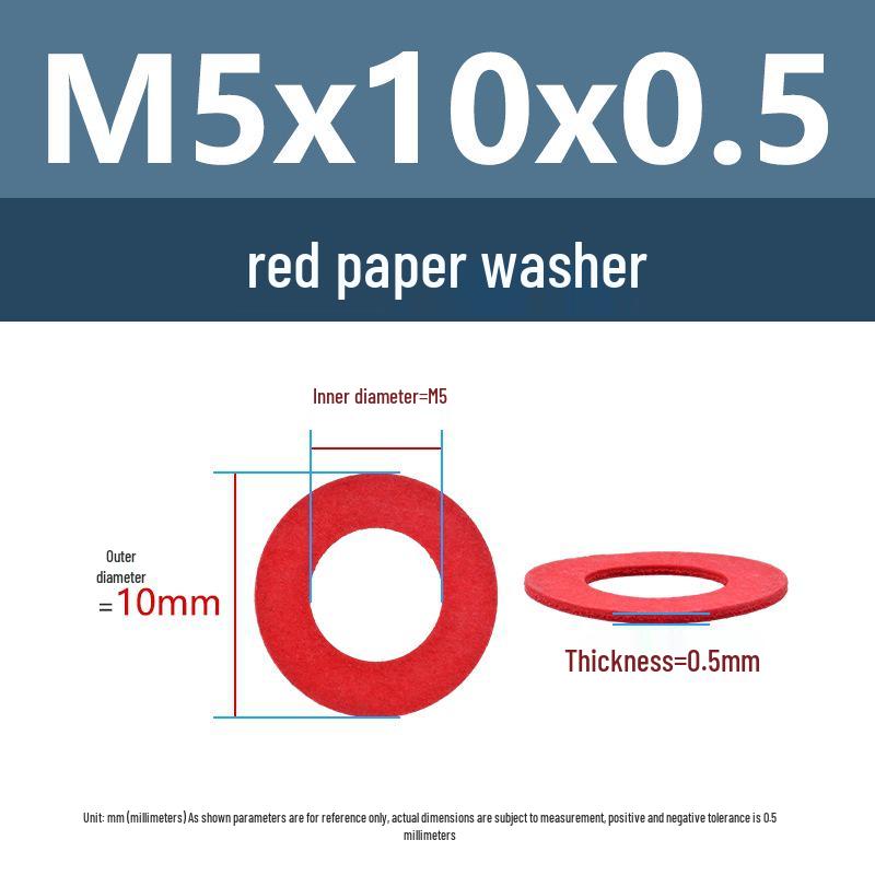 Yigu Red Mica Paper Washer Gasket M2-M20 Flat Washer