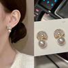 Celebrity temperament Fan-shaped design sense Full diamond stud earrings Gentle fashion High sense earrings Popular earrings
