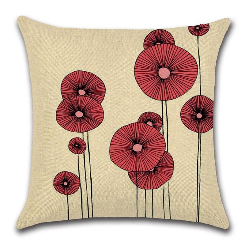 Elegant Fashion Flower Cotton Linen Cushion Cover For Home Bed Sofa Decor 45cm