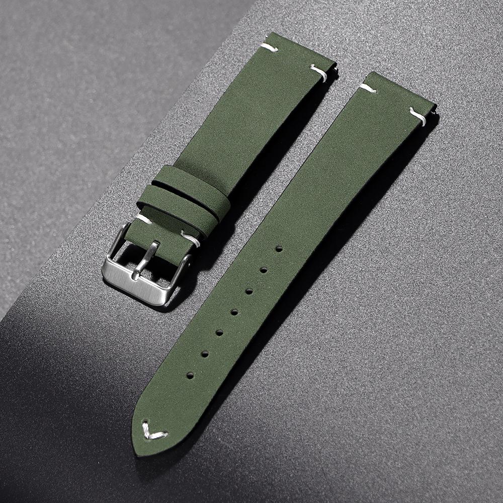 

Retro Stitching Cowhide Watch Strap 20mm 22mm for Omega Business Wristband for Huawei Gt4 Quick Release Bands Calfskin Watchband 20mm армія зелений колір